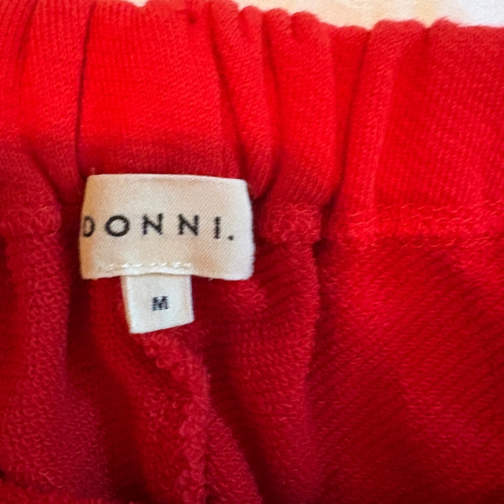 Donni - red eco terry stripe sweat short M - Picture 5 of 5
